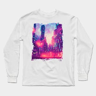 Cool Japanese Neon City Long Sleeve T-Shirt